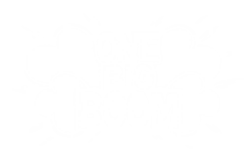 One big boom logo on a black background.